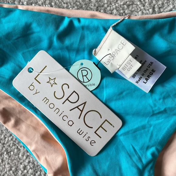 L*Space Blue and Tan Bikini Swimwear bottom - Picture 3 of 6